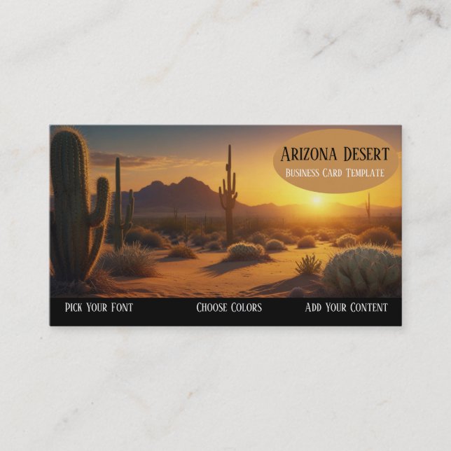 Arizona Cactus Sunset Carte de visite du désert (Devant)
