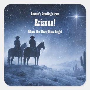 Arizona Christmas Country Western Cowboy Square Sticker