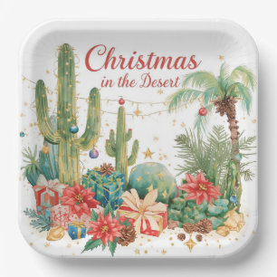 Arizona Christmas in Desert Paper Plate