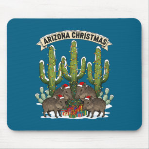 Arizona Christmas Javelina Family Desert Saguaros  Mouse Pad