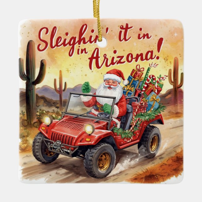 Arizona Christmas themed  Ceramic Ornament (Front)