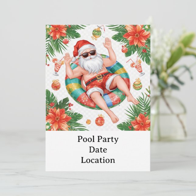 Arizona Christmas themed Pool Party Invitation (Standing Front)