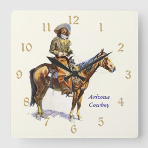 Arizona Cowboy Remington Fine Art Square Wall Clock