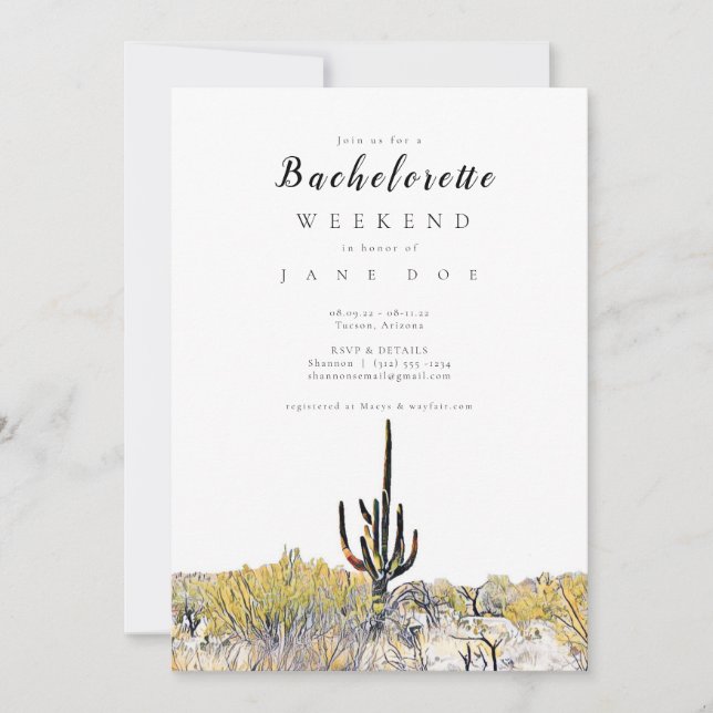 Arizona Desert Bachelorette Party Invitation (Devant)