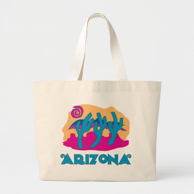 Arizona Desert Blue Large Tote Bag (Front)