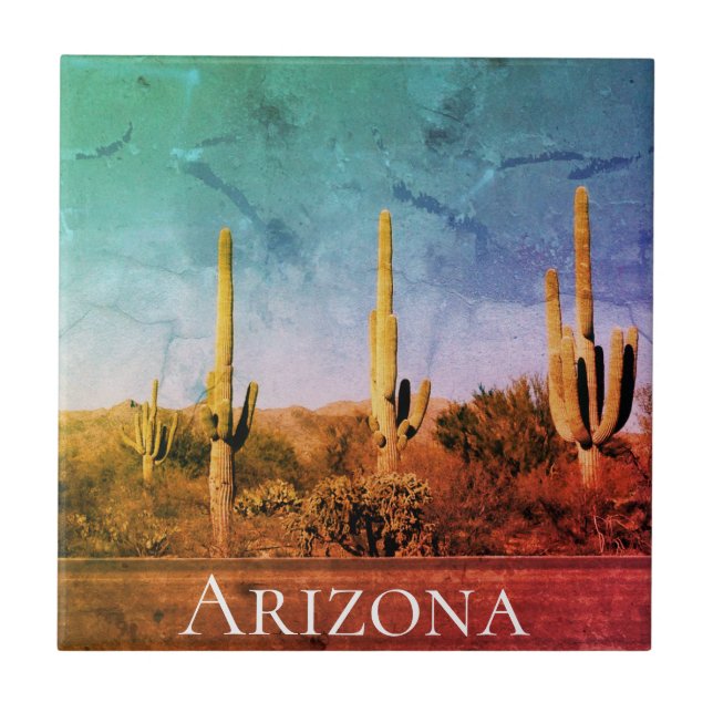 Arizona Desert Cactus Southwest Tile (Front)