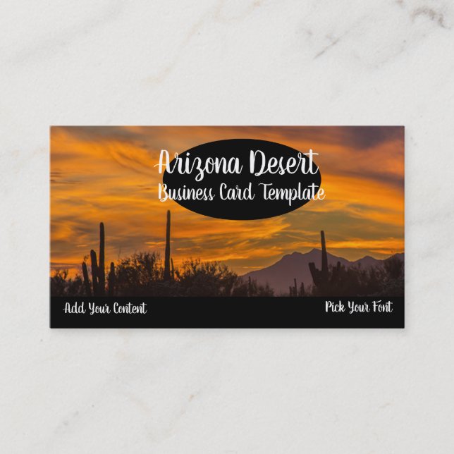 Arizona Desert Cactus Sunset Carte de visite (Devant)