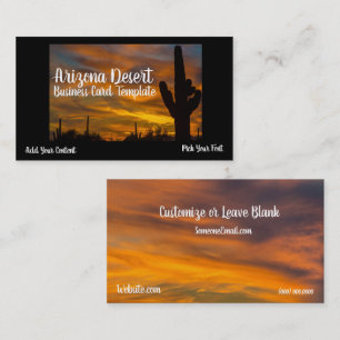 Arizona Desert Cactus Sunset Carte de visite
