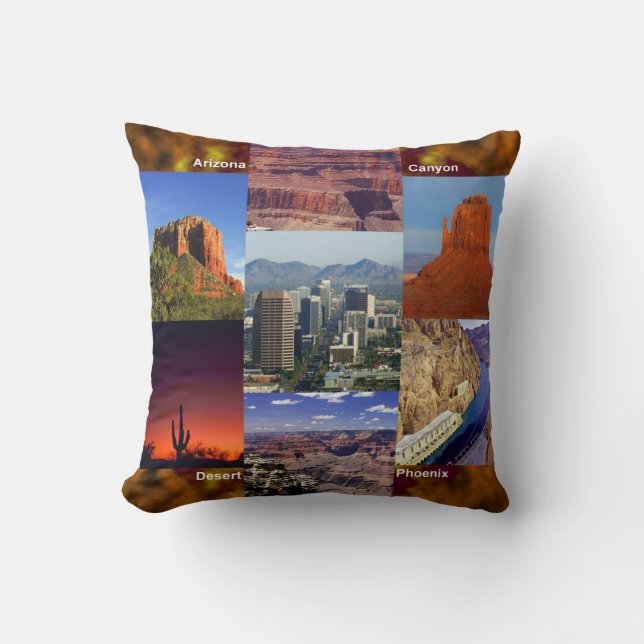 Arizona Desert Collage Throw Pillow (Front)