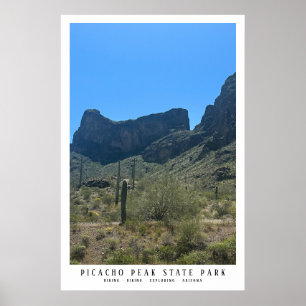 Arizona Desert Picacho Peak Modern Hiking Biking Poster