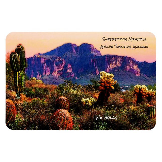 Arizona Desert Scenery Superstition Mountain Magnet (Horizontal)