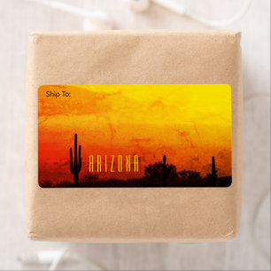Arizona Desert Sunset Jaune Rouge Orange Cactus