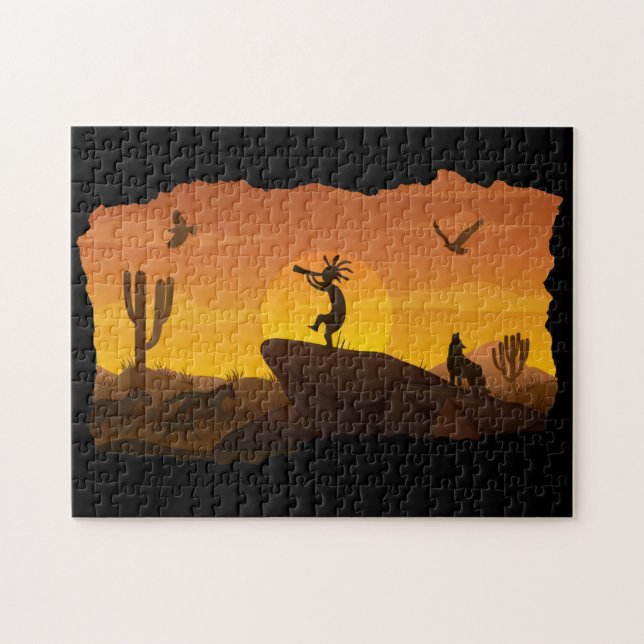 Arizona Desert Sunset Kokopelli Jigsaw Puzzle (Horizontal)