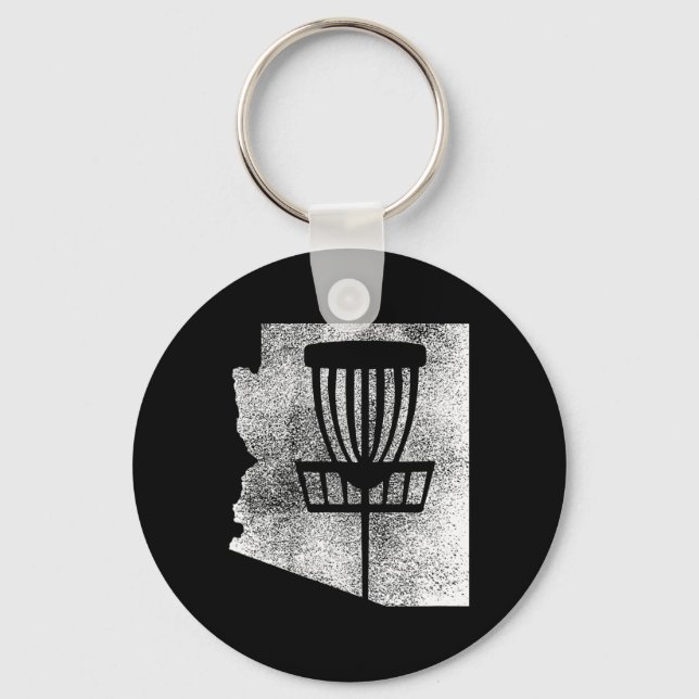 Arizona Disc Golf State With Sket Distressed Graph Keychain (Front)