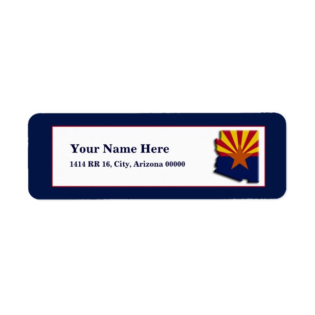 Arizona Drapeau Carte Design Adresse de retour Lab (Devant)