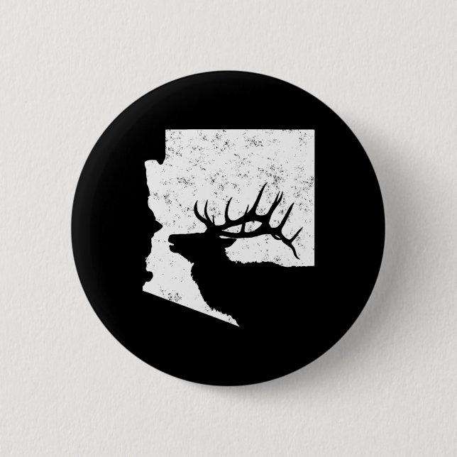Arizona Elk Hunting   Bull Elk AZ State Shape  2 Inch Round Button (Front)