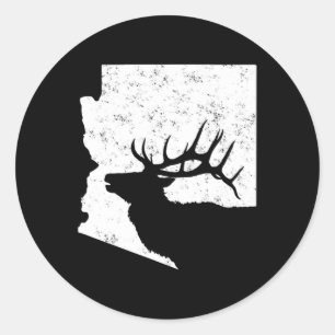 Arizona Elk Hunting   Bull Elk AZ State Shape  Classic Round Sticker