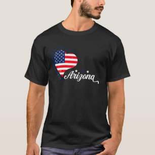 Arizona Flag Heart Proud Arizona Pride Home Grown T-Shirt