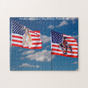 Arizona Flag Monument Valley. Christmas Greetings Jigsaw Puzzle