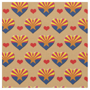 Arizona Flag & Red Heart fashion Fabric / USA