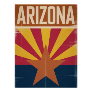 Arizona Flag Retro Style Art Print - Southwest 