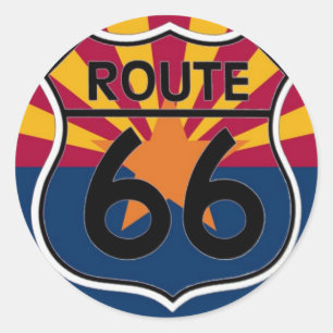 Arizona flag Route 66 Classic Round Sticker