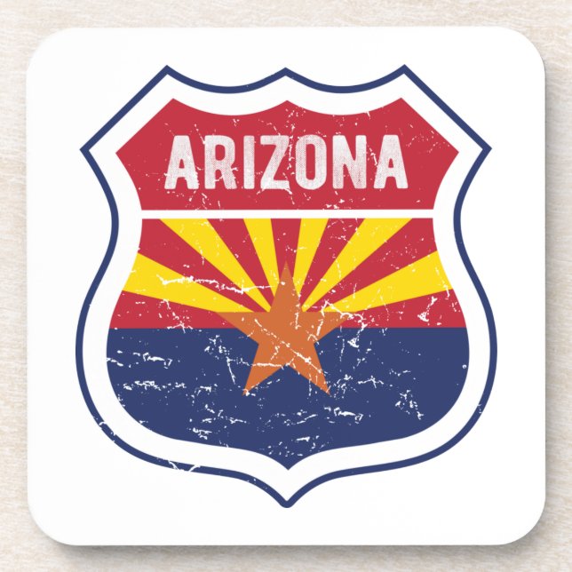 Arizona Flag Route 66 Poster Acrylic Print Triptyc Coaster (Front)