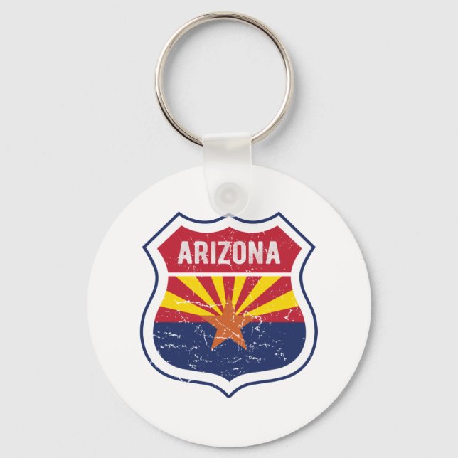 Arizona Flag Route 66 Poster Acrylic Print Triptyc Keychain (Front)
