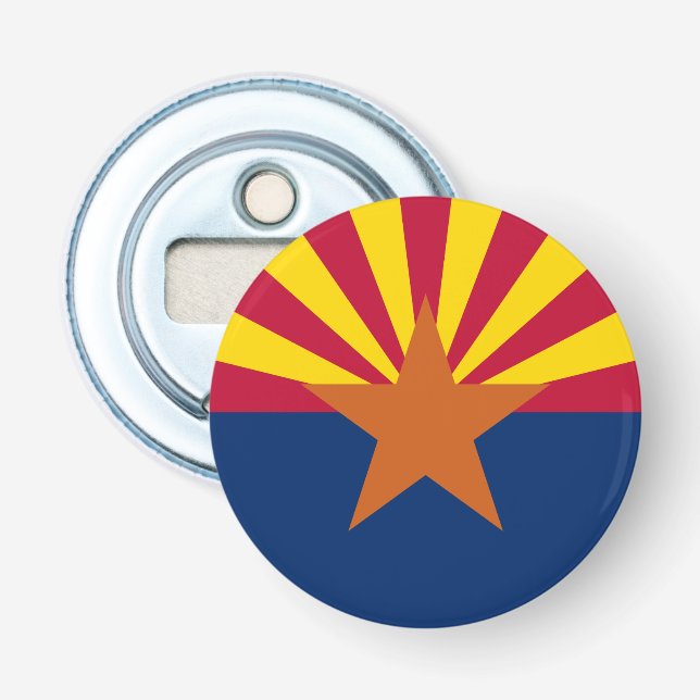 Arizona Flag: Setting Star Sun, The Copper State Bottle Opener (Front)