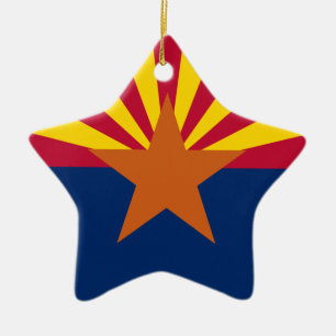 Arizona Flag: Setting Star Sun, The Copper State Ceramic Ornament