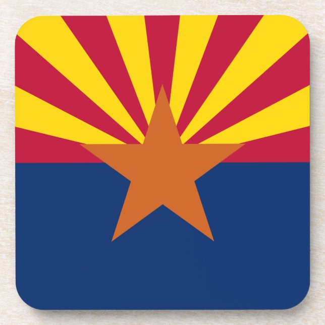 Arizona Flag: Setting Star Sun, The Copper State Coaster (Front)