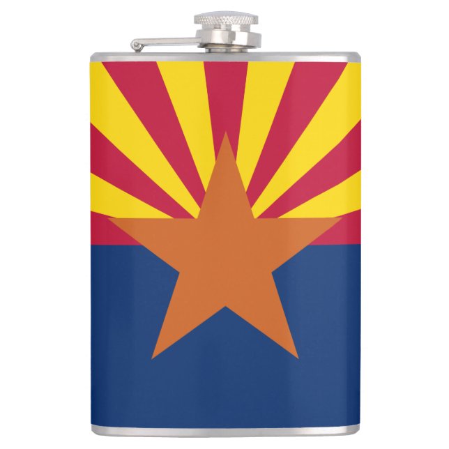 Arizona Flag: Setting Star Sun, The Copper State Hip Flask (Front)