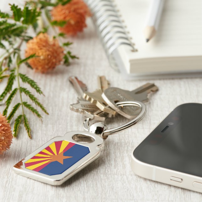 Arizona Flag: Setting Star Sun, The Copper State Keychain (Side)