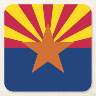 Arizona Flag: Setting Star Sun, The Copper State Square Paper Coaster