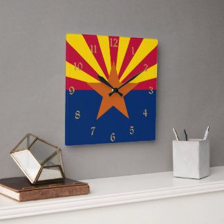 Arizona Flag: Setting Star Sun, The Copper State Square Wall Clock