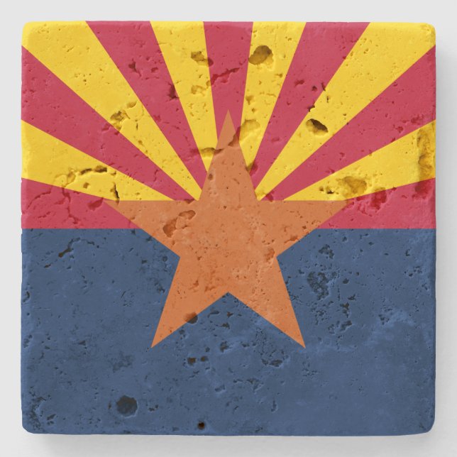 Arizona Flag: Setting Star Sun, The Copper State Stone Coaster (Front)