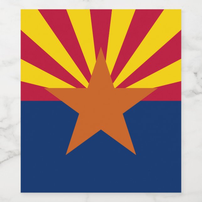 Arizona Flag: Setting Star Sun, The Copper State Wine Label (Single Label)