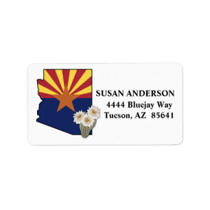 Arizona Flag State Flower Saguaro Cactus Blossom Label