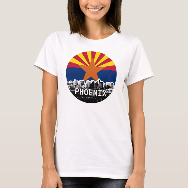 Arizona Flag with Phoenix Skyline T-Shirt (Front)