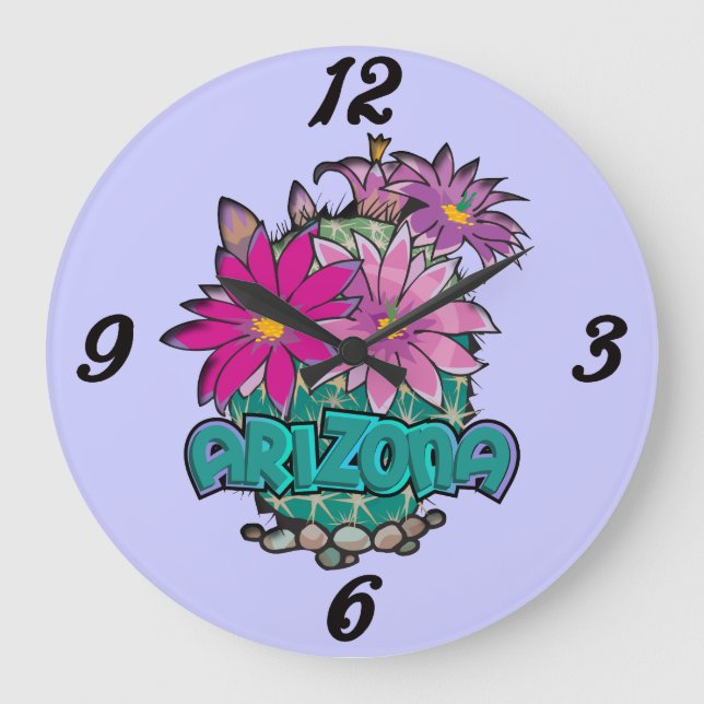 Arizona fleurs de cactus Horloge murale (Recto)