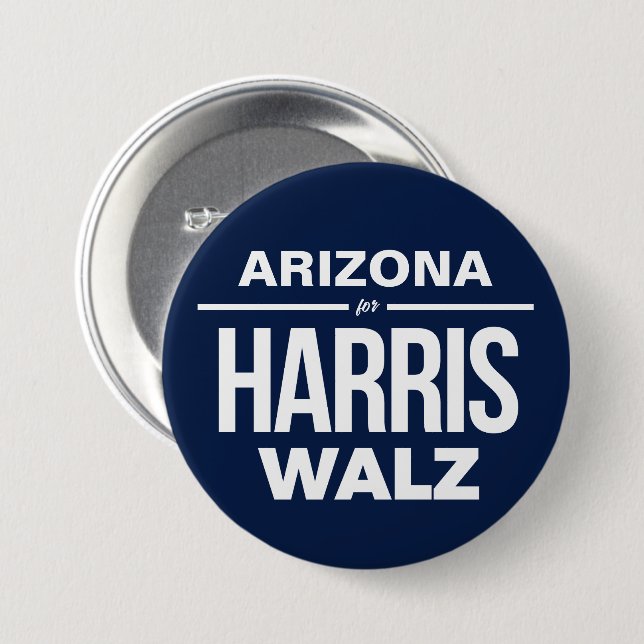Arizona for Harris Walz 3 Inch Round Button (Front & Back)