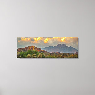 Arizona Four Peaks Mountain Colourful Clouds Sunse Canvas Print
