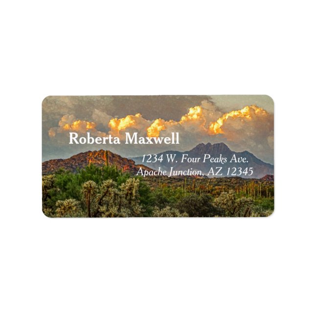 Arizona Four Peaks Mountain Colourful Clouds Sunse Label (Front)