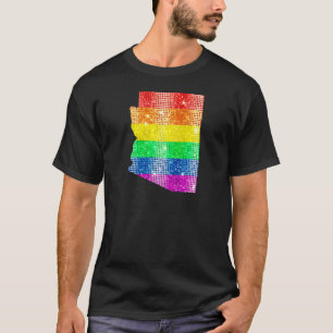 Arizona Gay State Pride Rainbow Flag Map Gay Lesbi T-Shirt