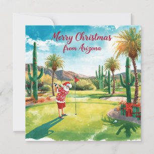 Arizona Golf Christmas in Arizona   Santa Claus Holiday Card