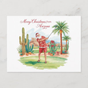 Arizona Golf Christmas in Arizona Santa Claus Holiday Postcard
