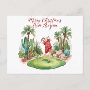 Arizona Golf Christmas in Arizona Santa Claus Holiday Postcard
