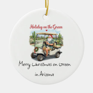 Arizona Golfer Santa Golfing Holiday Ceramic Ornament