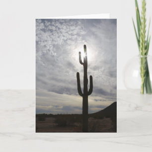 Arizona Greeting Card Saguaro Sunset