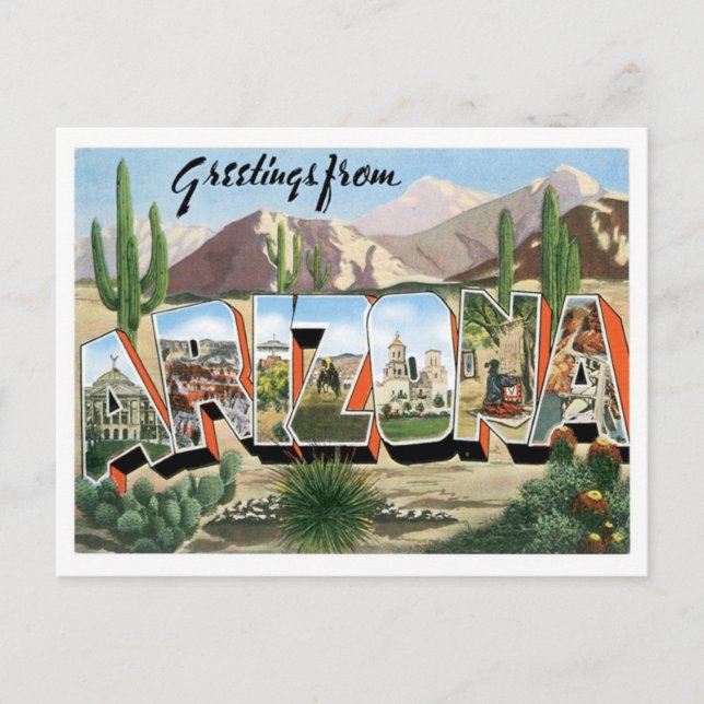 Arizona Greetings From US States Postcard (Front)